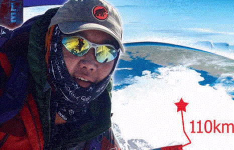 Г.Өсөхбаяр мөсөн тэнгис дундуур алхам алхмаар урагшилж эхэллээ 