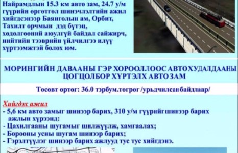 Нийслэлд энэ онд концессоор 44 байршилд авто зам барина