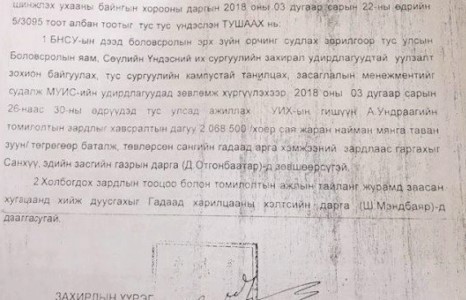 А.Ундраа гишүүн 2 сая төгрөгийн зардлаа МУИС-ын оюутнуудаас гаргуулсан уу