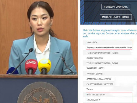 ТӨРИЙН МӨНГӨ УЙЛДАГГҮЙ: Б.Болор-Эрдэнэ 150 сая төгрөгөөр судалгаа хийлгэх тендер зарлажээ