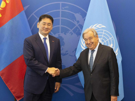 Монгол Улсын Ерөнхийлөгч У.Хүрэлсүх НҮБ-ын Ерөнхий нарийн бичгийн дарга Антонио Гутеррештэй уулзав