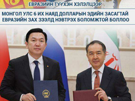 Монгол Улс 6 их наядын долларын эдийн засагтай евразийн зах зээлд нэвтрэх боломжтой боллоо