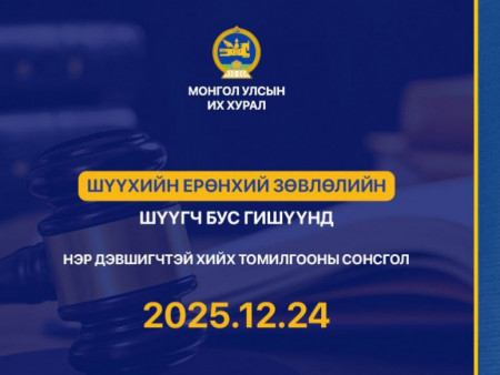 Шүүхийн ерөнхий зөвлөлийн шүүгч бус гишүүнд нэр дэвшигчийн сонсгол болно