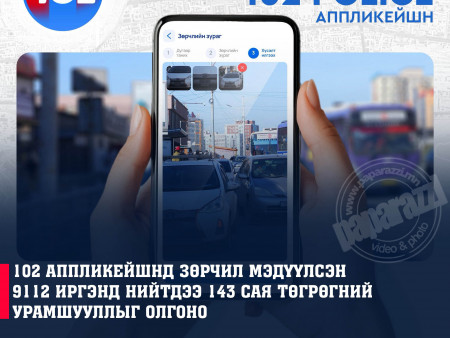 102 аппликейшнд зөрчил мэдүүлсэн иргэдийн урамшууллыг олгоно